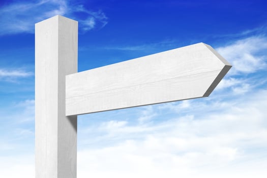 White Wooden Signpost with one Arrow photo
