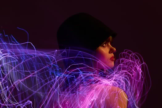 Beauty Fashion woman disco neon lines fashion color background unaltered photo