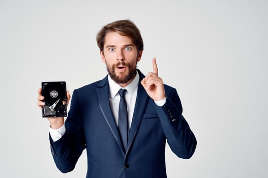 business man hard drive information office technology photo