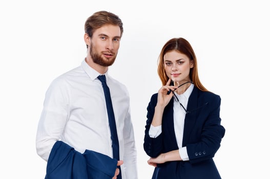 business colleagues entrepreneur finance office professionals light background photo