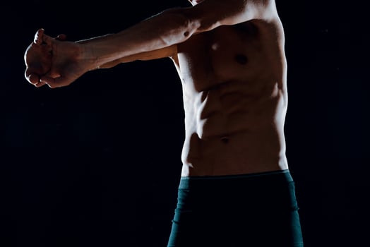bodybuilder workout muscle home gym photo
