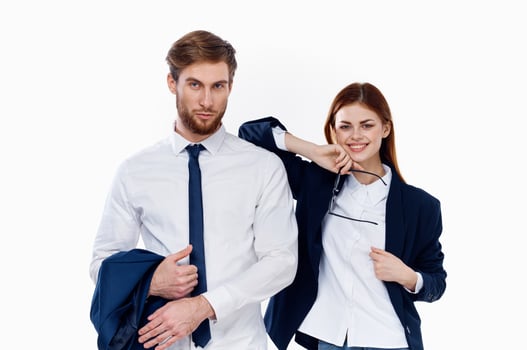 man and woman in suits finance managers office photo