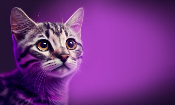 Tabby Cat on Purple Background photo