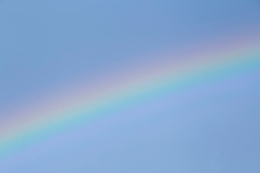 view on rainbow in a blue sky photo