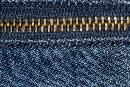 close up of metal zip fastener photo