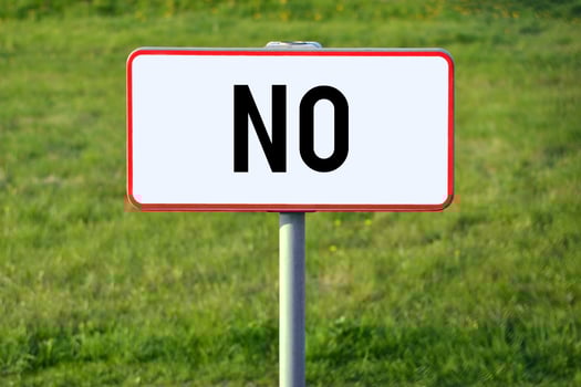No - White Sign on a Grass photo