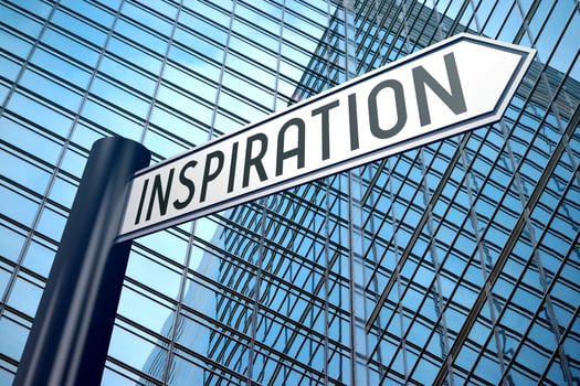 Inspiration - Signpost With One Arrow, Modern Office Building in Background photo