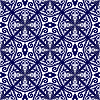Ikat geometric folklore ornament, Tribal ethnic texture. Seamless striped pattern in Aztec style, Figure tribal embroidery, Scandinavian, Ikat pattern photo