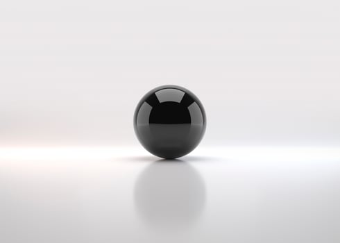 Black sphere with shadow. Ball. 3D render photo