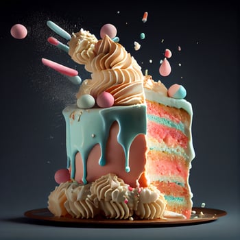 Big festive bright cake - image photo