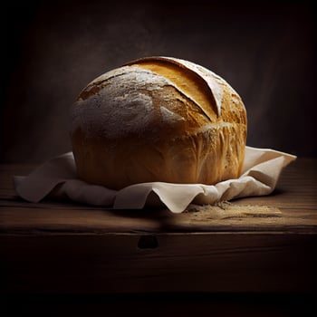 Homemade fresh sourdough bread, dark background - image photo