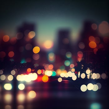 City night landscape bokeh, blurred illustration, urban landscape at dusk time - image photo