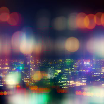 City night landscape bokeh, blurred illustration, urban landscape at dusk time - image photo