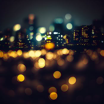 City night landscape bokeh, blurred illustration, urban landscape at dusk time - image photo