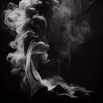Thick white smoke on a dark background - image photo