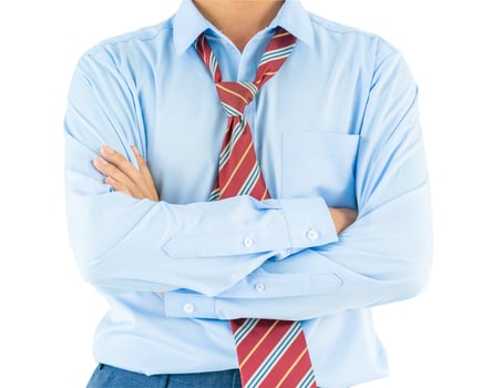 Man wear long sleeve shirt keeping arms crossed with clipping path photo