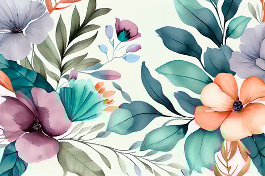 Watercolor flowers background, card, ai generation photo