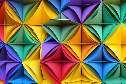 Rainbow colored paper cut arrange for beautiful background backdrop. Paper art rainbow paper fold and cut background with 3d effect, vibrant colors, vector illustration and design material element. photo