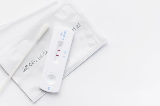 Home testing kit for coronavirus on a white background photo