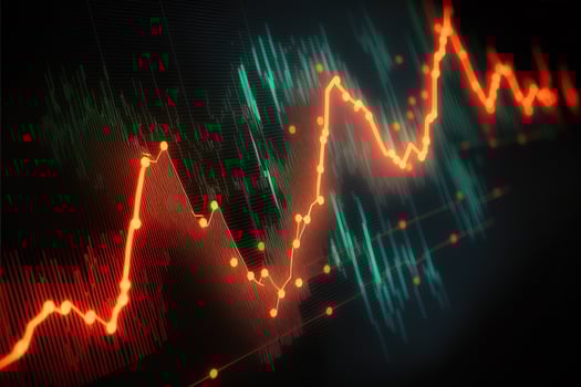 , stock market chart lines, financial graph on technology abstract background represent financial crisis, financial meltdown. Technology concept, trading market concept. photo