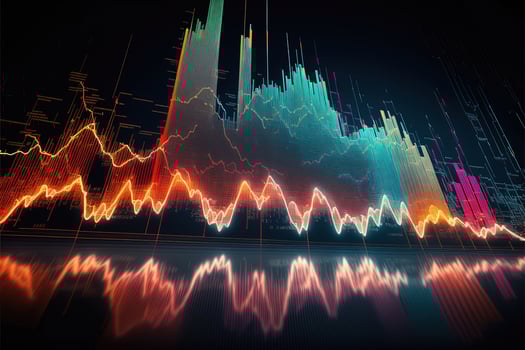 , stock market chart lines, financial graph on technology abstract background represent financial crisis, financial meltdown. Technology concept, trading market concept. photo