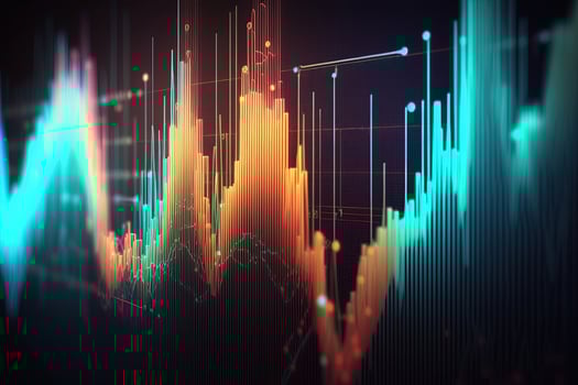 , stock market chart lines, financial graph on technology abstract background represent financial crisis, financial meltdown. Technology concept, trading market concept. photo