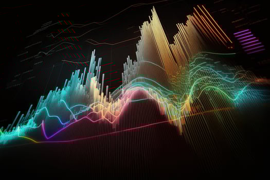 , stock market chart lines, financial graph on technology abstract background represent financial crisis, financial meltdown. Technology concept, trading market concept. photo