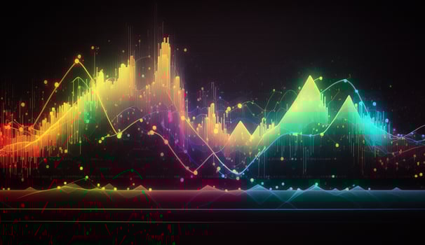 , stock market chart lines, financial graph on technology abstract background represent financial crisis, financial meltdown. Technology concept, trading market concept. photo