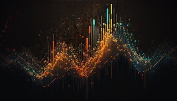 , stock market chart lines, financial graph on technology abstract background represent financial crisis, financial meltdown. Technology concept, trading market concept. photo