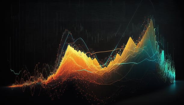 , stock market chart lines, financial graph on technology abstract background represent financial crisis, financial meltdown. Technology concept, trading market concept. photo