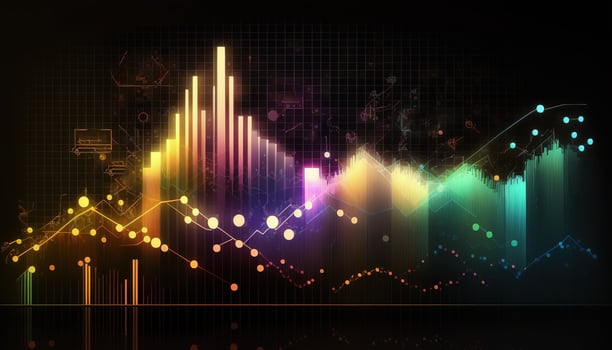 , stock market chart lines, financial graph on technology abstract background represent financial crisis, financial meltdown. Technology concept, trading market concept. photo