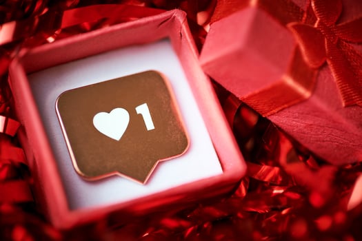 Like symbol in red gift box photo