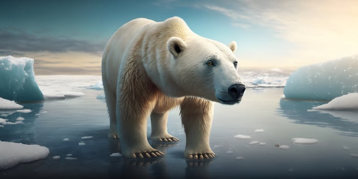 Close Up of Polar Bear's Face, the King of Arctic Predators. photo
