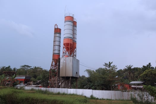 Concrete batching plant,ready mixed concrete tank . photo