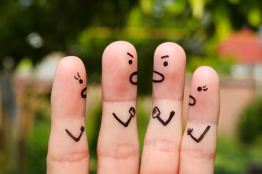 Finger art of people during quarrel. photo