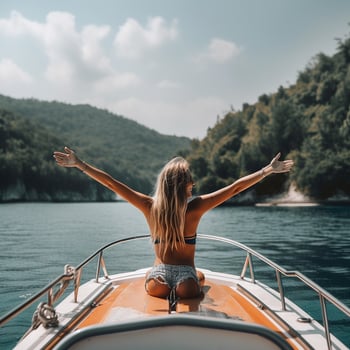 Time for rest at sea. Summer vacation concept. Ready for travel and relaxation. photo