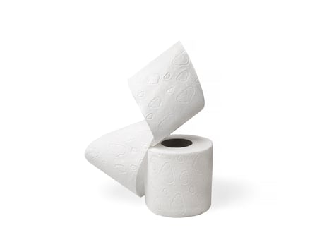 Roll of soft toilet paper on a white background photo