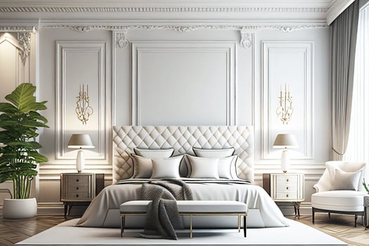 Big comfortable bed with beautiful room photo