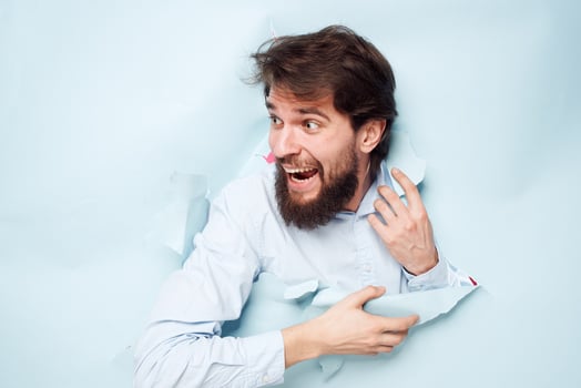 Bearded man in shirt office career work emotions close-up photo