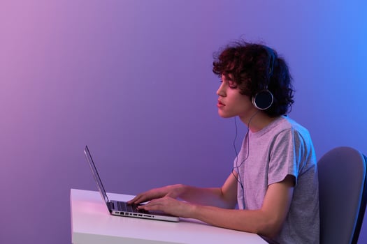 curly guy online games positive fun Internet isolated background photo