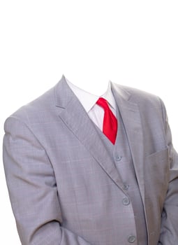 Business gray classic suit without head isolated on white background. photo