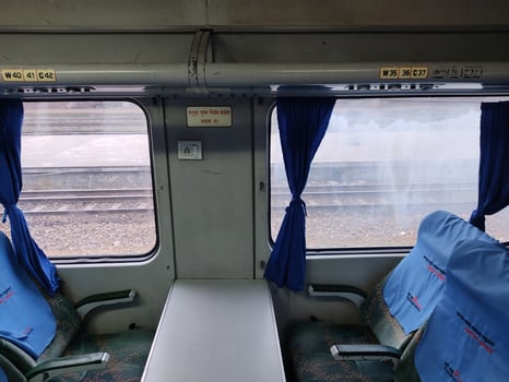 face to face train seat in a bangladeshi train coach interior photo