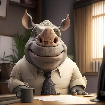 rhinoceros businessman illustration photo