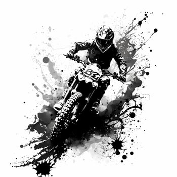 moto cross rider black and white photo