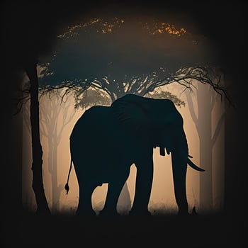 elephant silhouette aesthetic photo