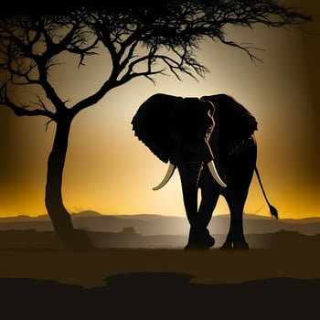 elephant silhouette aesthetic photo