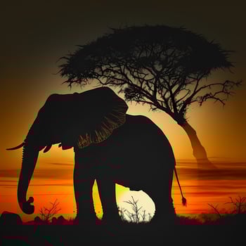 elephant silhouette aesthetic photo