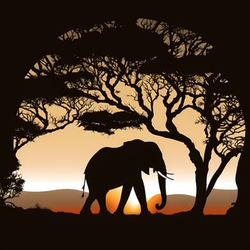 elephant silhouette aesthetic photo