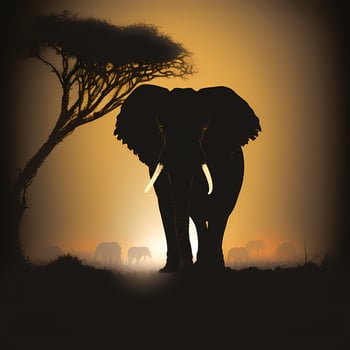 elephant silhouette aesthetic photo