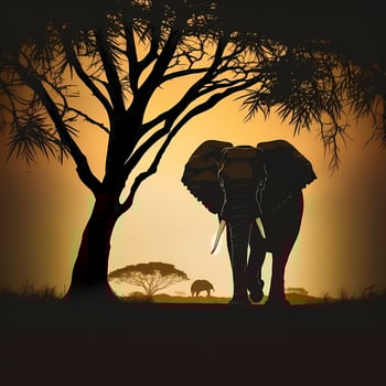 elephant silhouette aesthetic photo